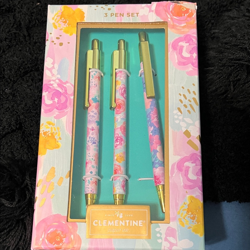 Clementine Floral Pen Set with Gold Accents
